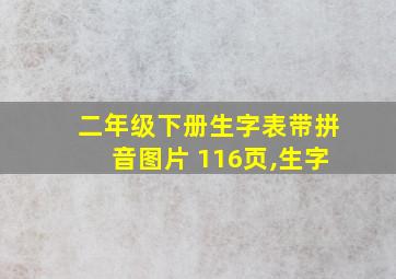 二年级下册生字表带拼音图片 116页,生字